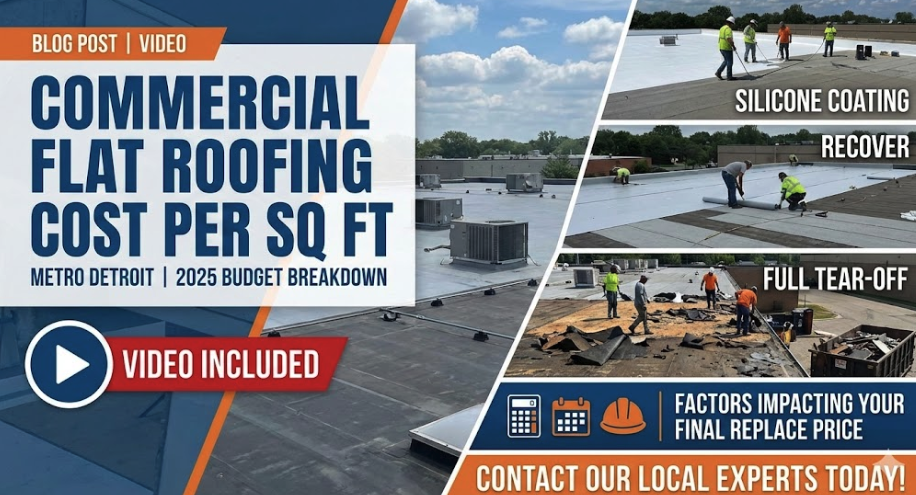 Featured image for “How Much Does Commercial Flat Roofing Cost Per Square Foot in Metro Detroit?”