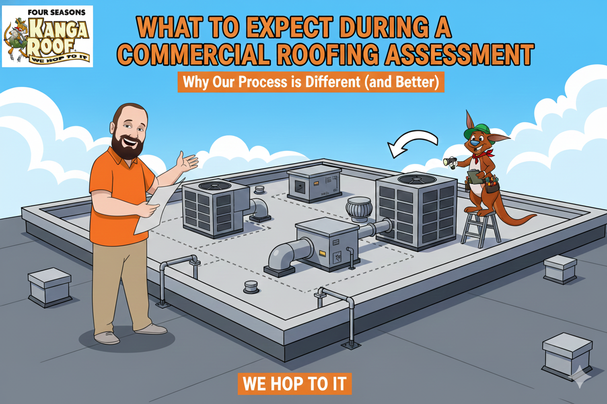 Featured image for “What to Expect During a Commercial Roofing Assessment: Why Four Seasons Kanga Roof’s Commercial Process is Different (and Better)”