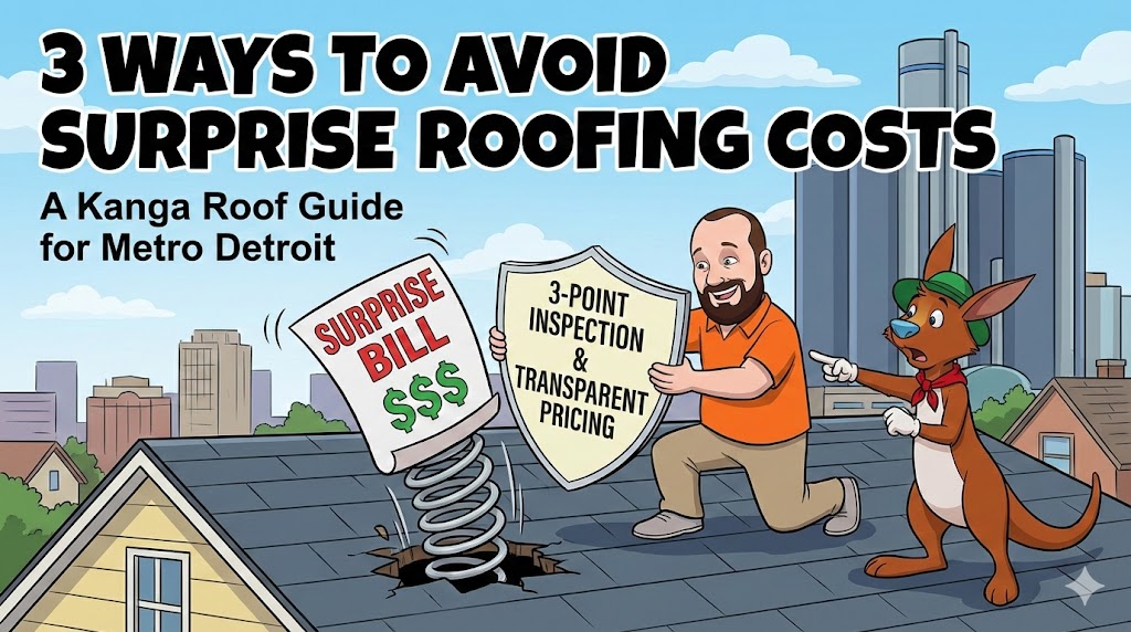 Featured image for “3 Ways to Avoid Surprise Roofing Costs in Metro Detroit: A Kanga Roof Guide”