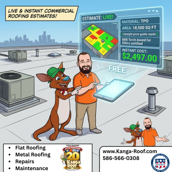 Featured image for “Commercial Roofing Estimate: Instant, Free, and Live for Metro Detroit Building Owners!”