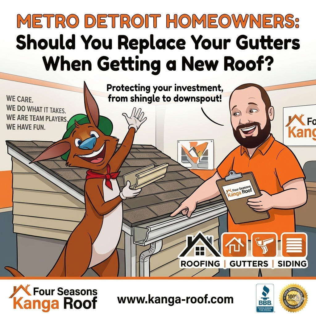Featured image for “Metro Detroit Homeowners: Should You Replace Your Gutters When Getting a New Roof?”