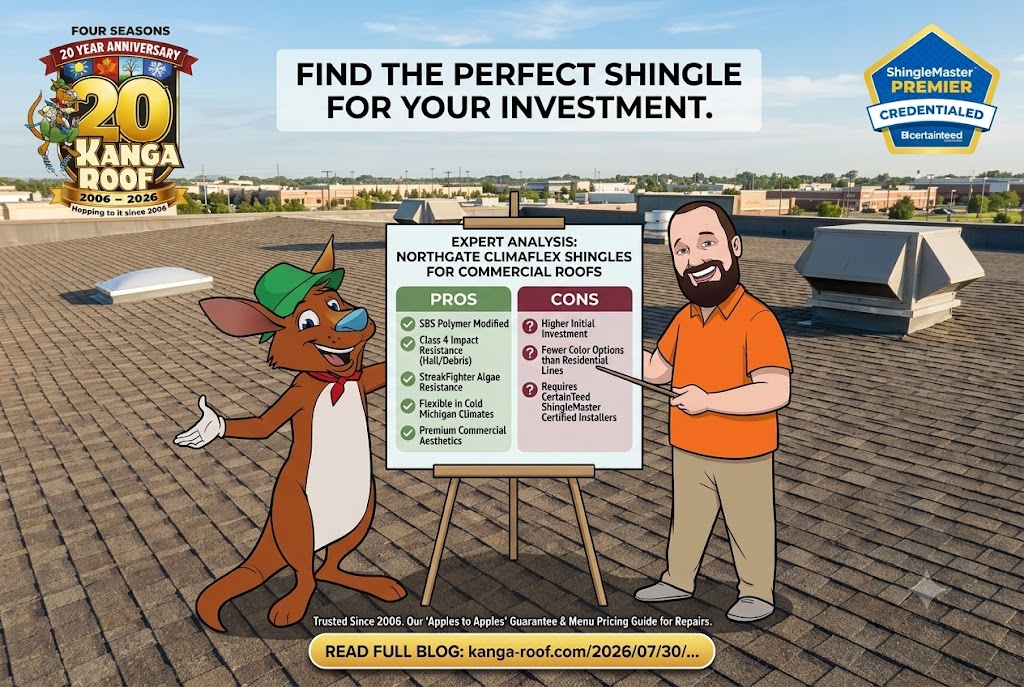 Featured image for “Pros and Cons of Northgate Climaflex Shingles for Your Commercial Roof”