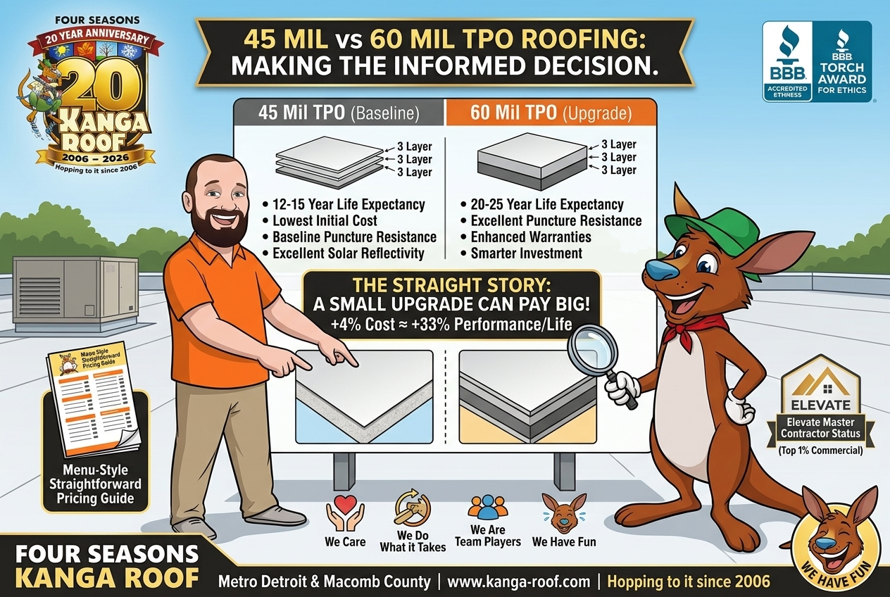 Featured image for “Pros and Cons of 45 mil vs 60 mil TPO”