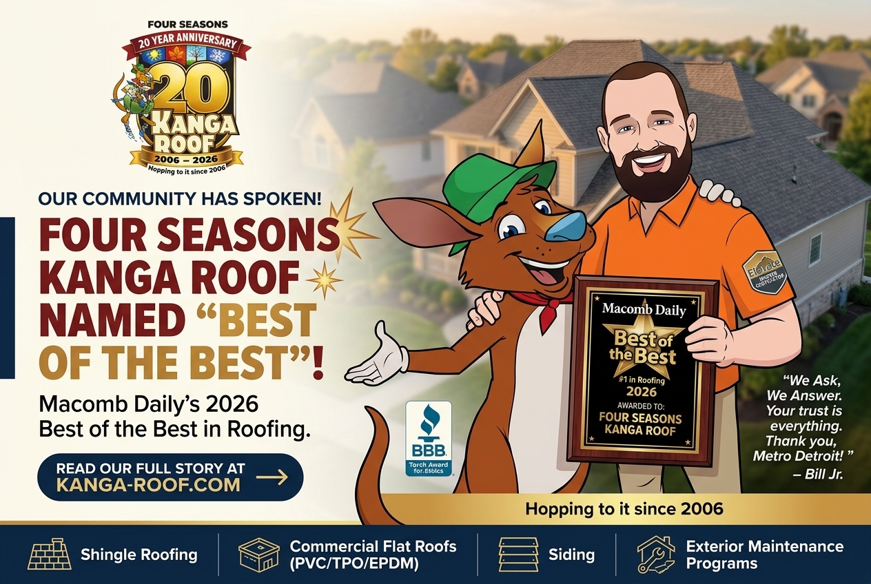 Featured image for “Four Seasons Kanga Roof Named on Macomb Daily’s 2026 Best of the Best in Roofing”