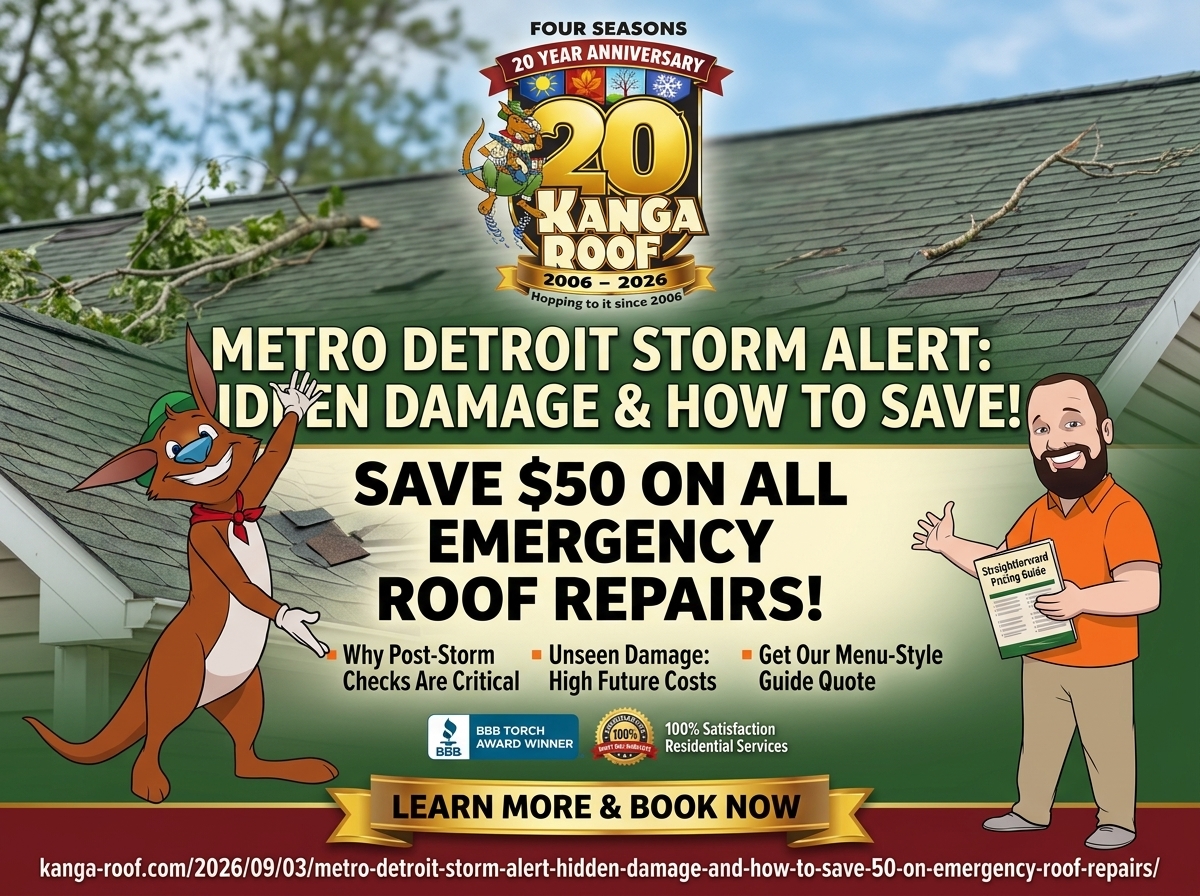 Featured image for “Metro Detroit Storm Alert: Hidden Damage and How to Save $50 on Emergency Roof Repairs”
